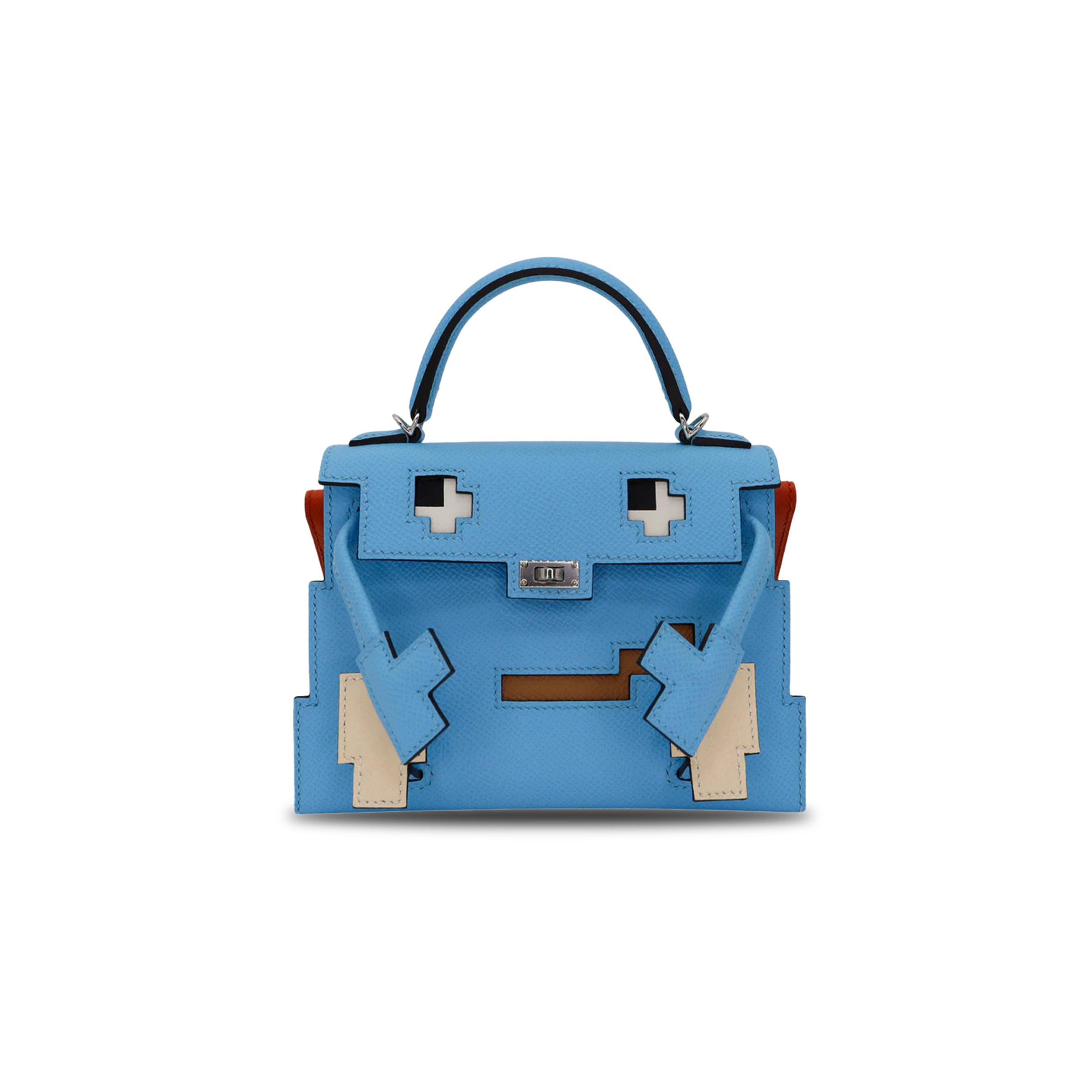 HERMÈS MASTER KELLY DOLL PICTO CELESTE EPSOM LEATHER PALLADIUM HARDWARE (18*15*6cm)